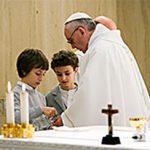 Pope Francis with servers