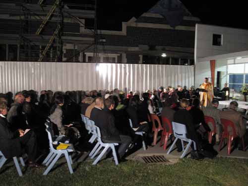 Christmas Midnight Mass outside