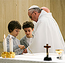 Pope Francis with servers