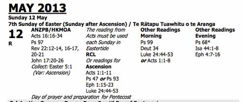 NZ Lectionary 2013