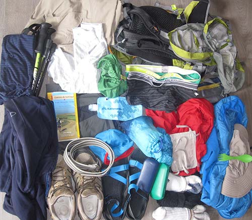 Everything I had with me on the Camino
