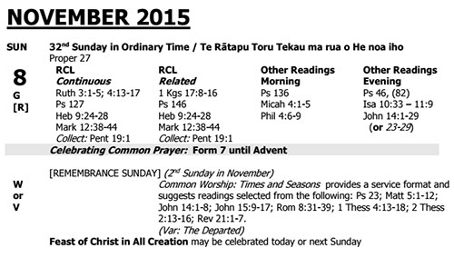 Lectionary 8 November 2015