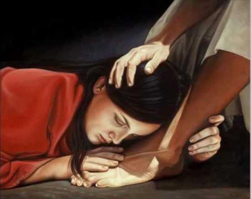 Mary anoints Jesus' feet