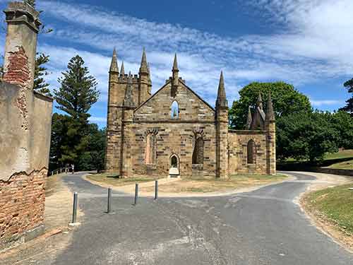 The ruins of the church at Port Arthur, Tasmania.